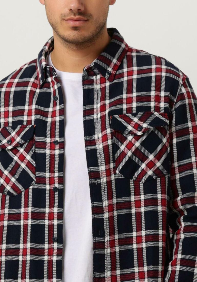SCOTCH & SODA donkerblauwe scotch & soda overshirt archive double face twill check