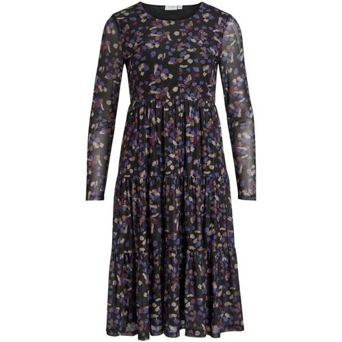 Vila - VIVOLETTIS MESI L/S MIDI DRESS Negro