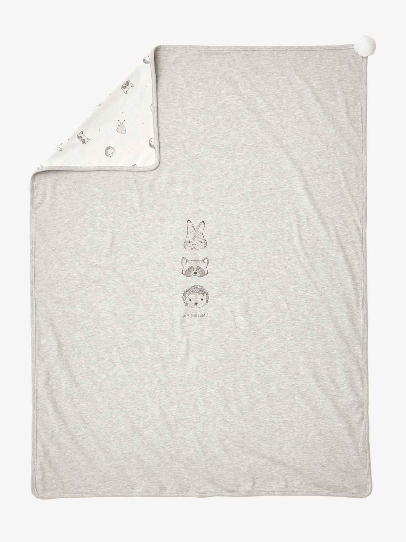 Manta de bebê em algodão orgânico* Mini Company, branca clara lisa com estampas