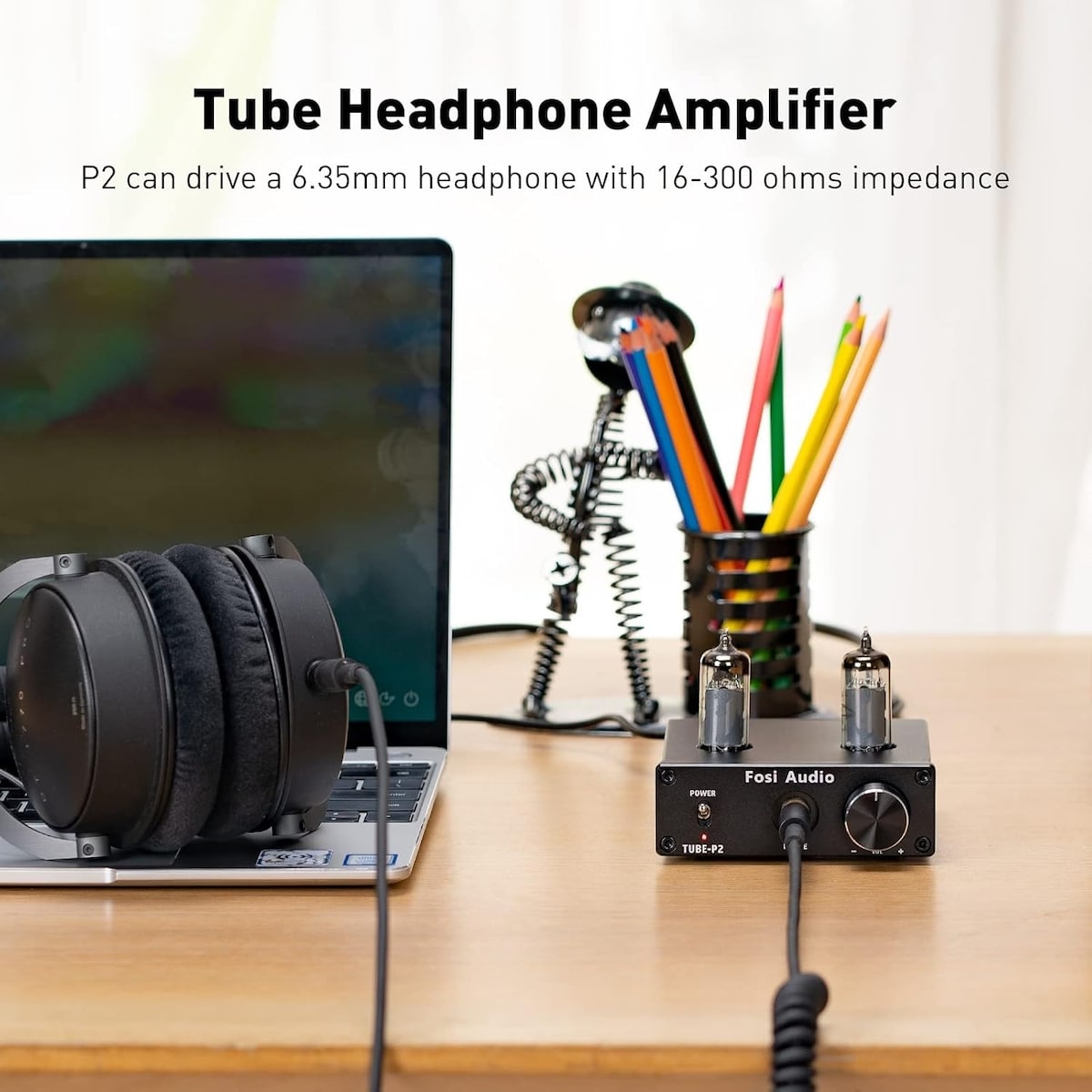 Fosi Audio P2 Hodetelefonforsterker Vakuumrør Hodetelefonforsterker Mini Hi-Fi Stereo Audio