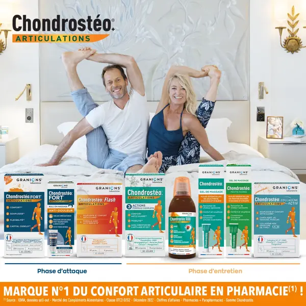 Granions Chondrostéo Gel de Massage Chauffant - Douleurs Articulaires Lot de 2 x Gels 100ml