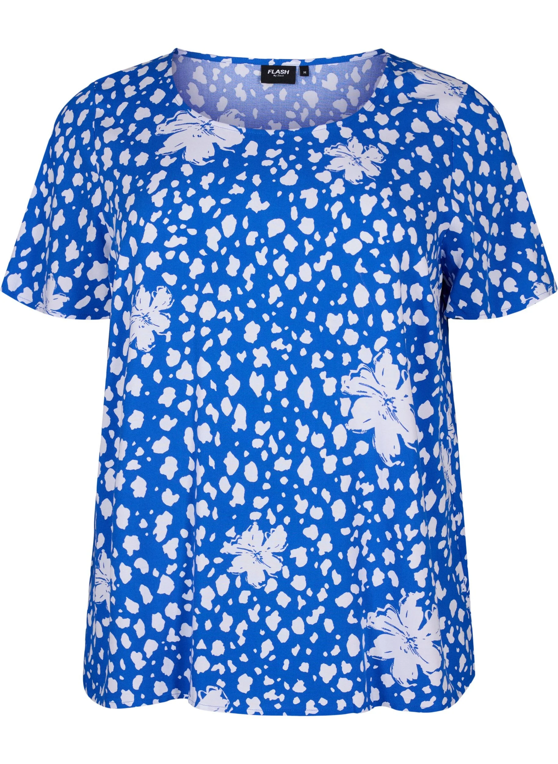 FLASH - Kortærmet bluse i viskose med print