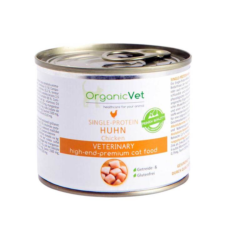 Organicvet Single-Protein Huhn für Katzen, 200 g