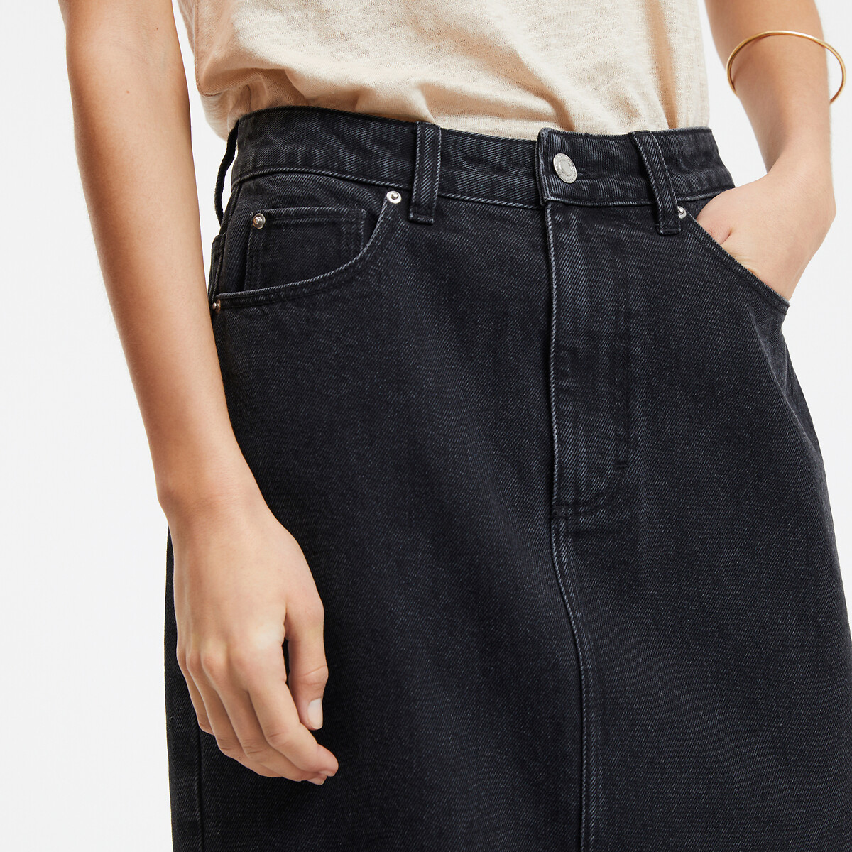 COLEÇÕES LA REDOUTE<br>Calça jeans midi com corte reto