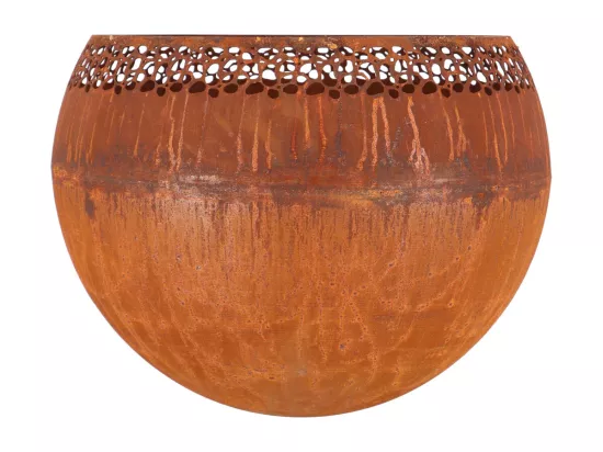 Brasero sphère design en métal Rouille - Ajouré pois