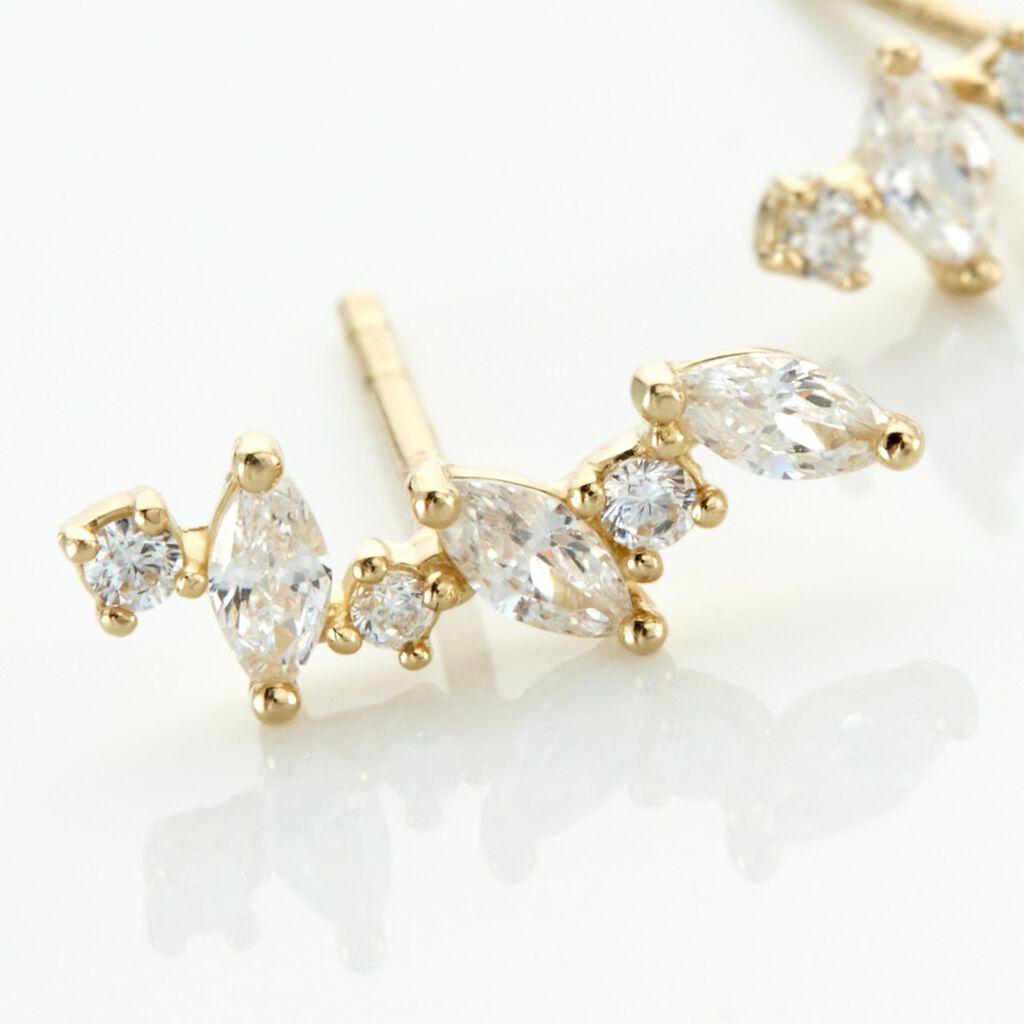 Boucles D'oreilles Puces Or Jaune Fortunella Oxydes De Zirconium