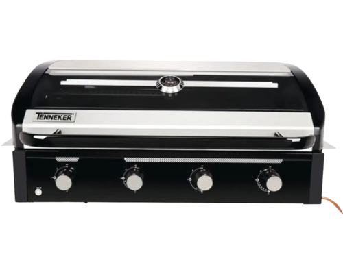 Tenneker® Halo TG 4B Gasgrill, 103,7 x 61 x 56,2 cm, 4-pits inbouwgasgrill, gietijzeren rooster, platformsysteem, glazen inzetstuk in het deksel