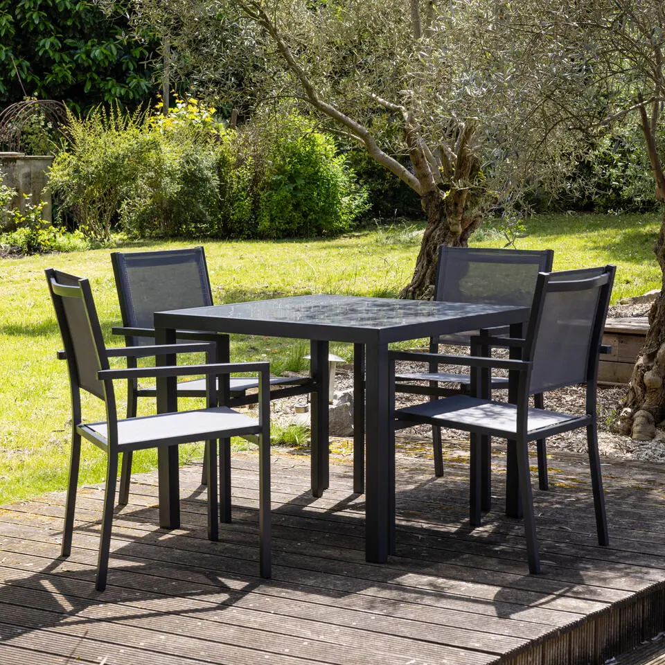 Happy Garden Tuinmeubilair BERGAMO - Grijs - Aluminium