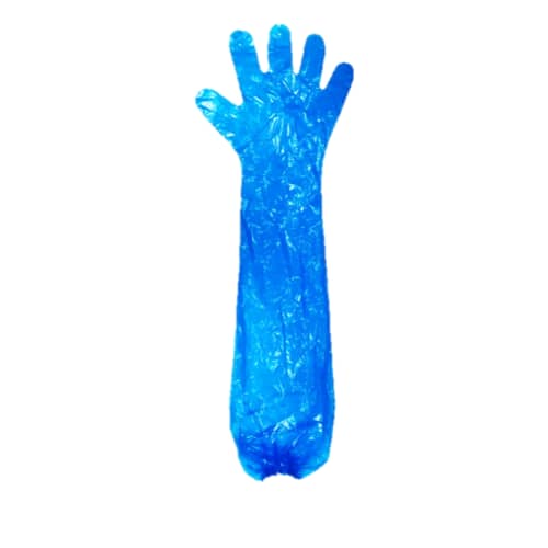 Gant à usage unique PE PROP manche élastiquée bleu 85cm