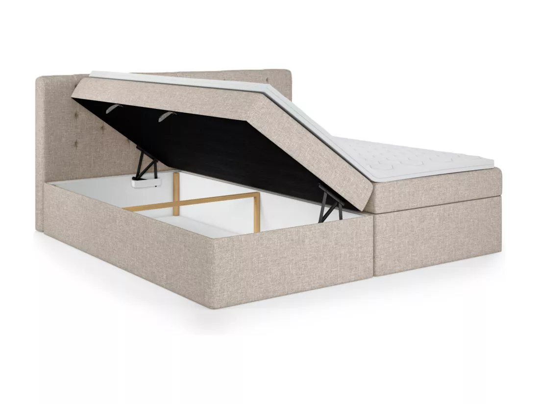 LIT BOXSPRING avec surmatelas Merano 160x200 cm, beige