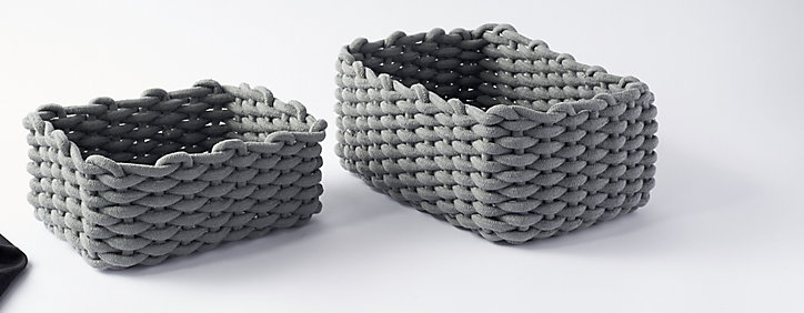 Lot de 2 paniers de rangement coloris gris en coton