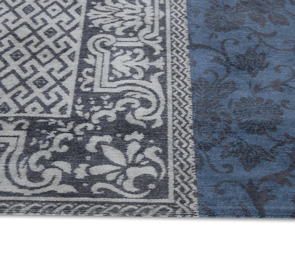 Louis de Poortere vloerkleed - Vintage Patchwork Blue Denim 8108 - 140 x 200 cm