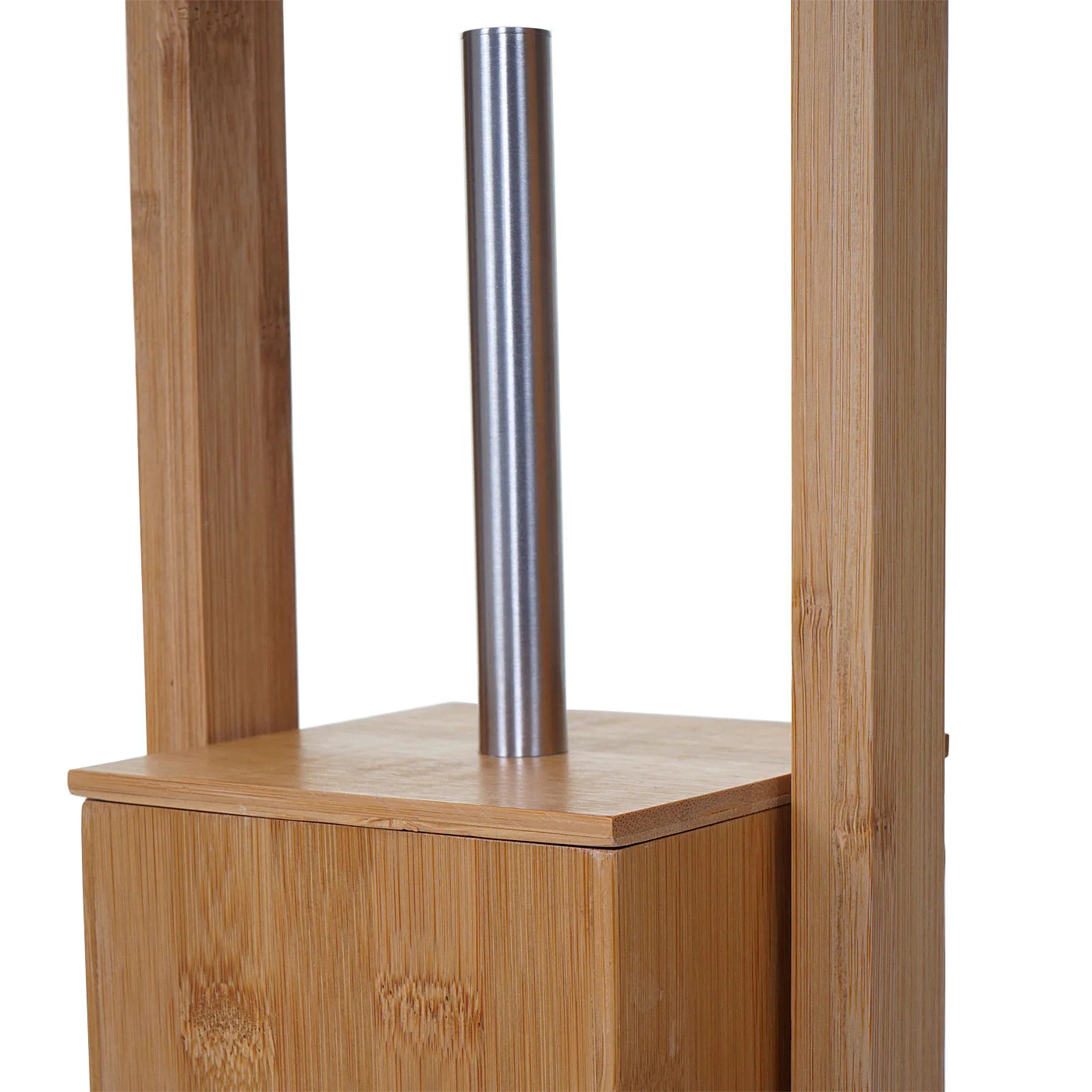 WC-Papierhalter MCW-B18, Klopapierhalter Toilettenrollenhalter Toilettenbürste, Bambus