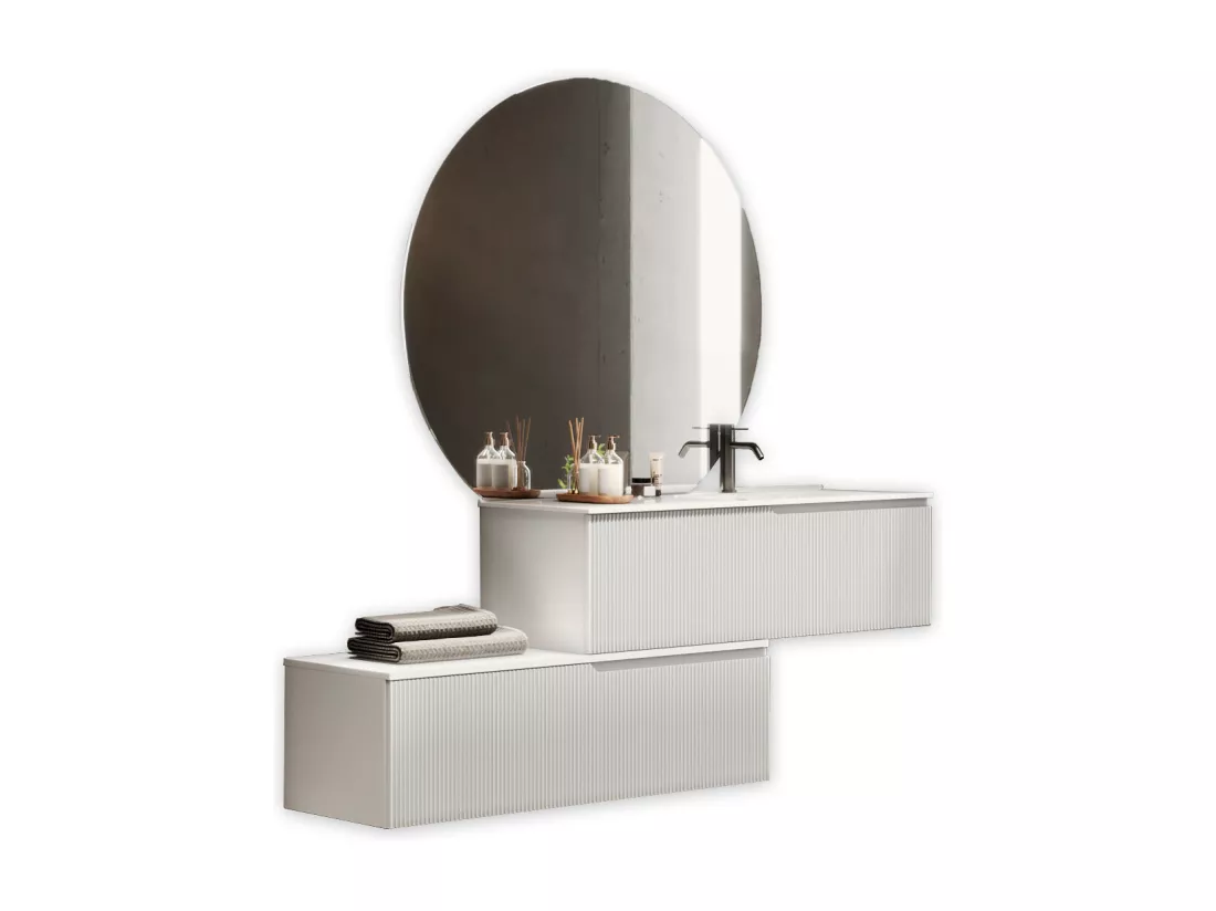 Composition vasque droite 4 pieces VENERE blanc mat