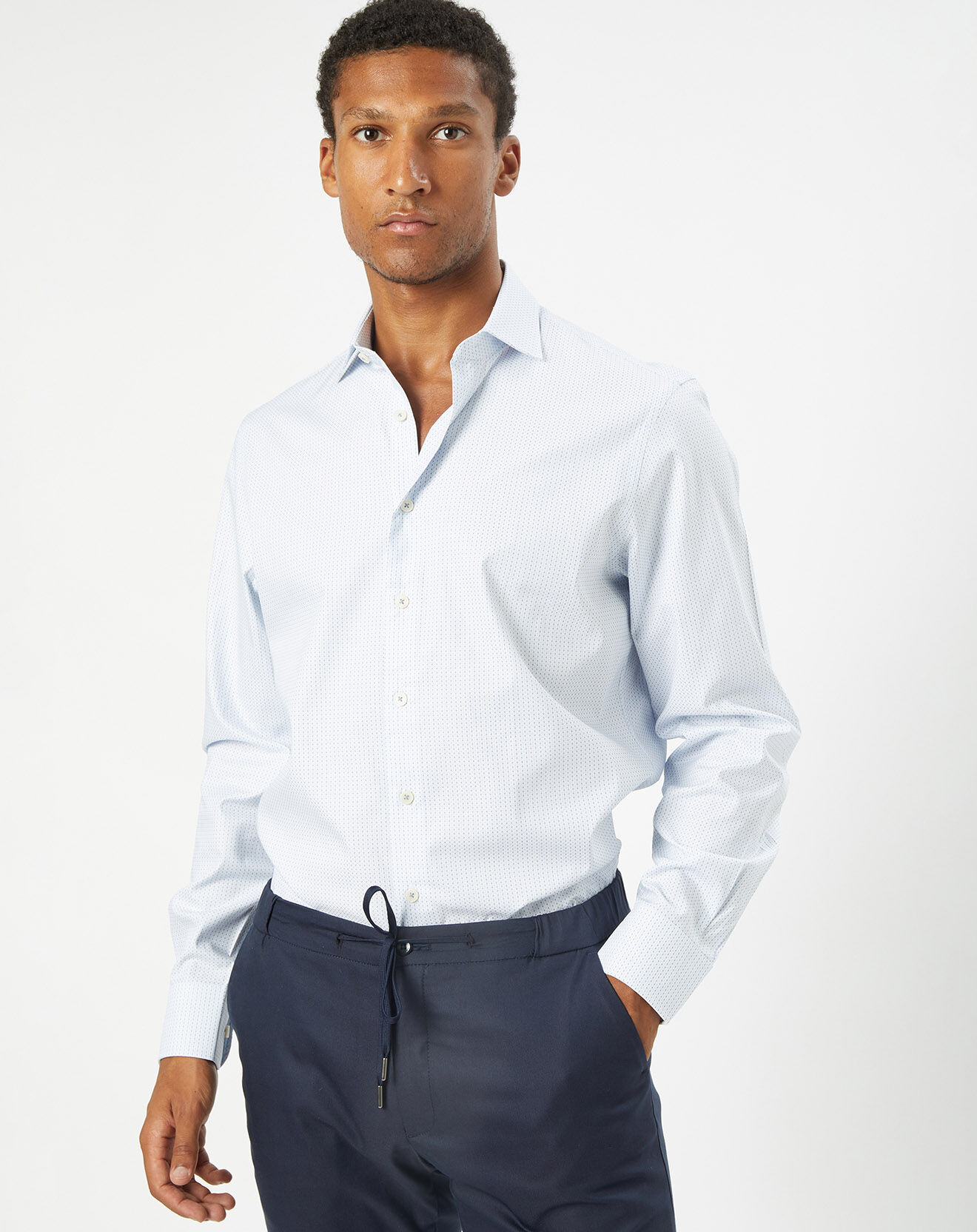 Hackett London Chemise Classic Fit Jacquard imprimée bleu/blanc