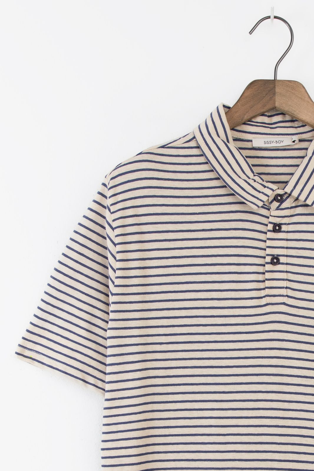 Off-white jersey polo met strepen