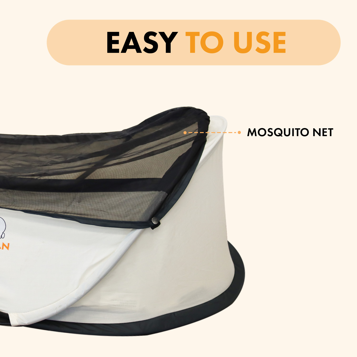 Deryan Infant Pop-Up BabyBox met klamboe - Cream
