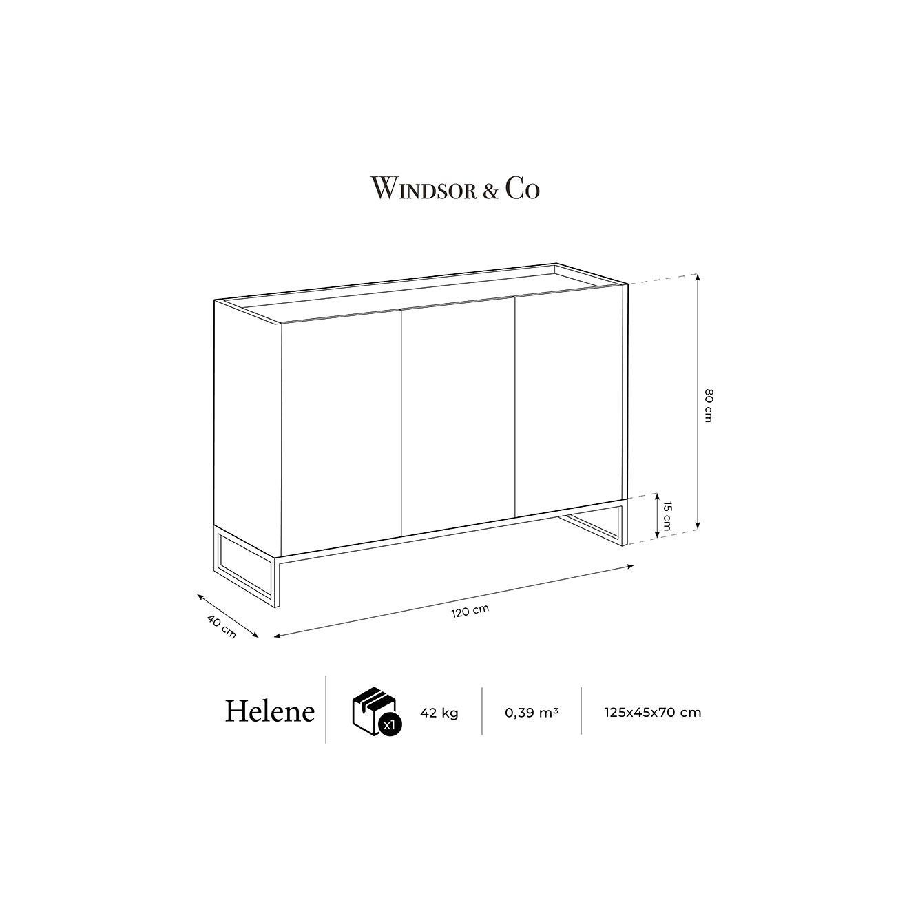 Windsor & Co Commode Helene gris/chêne naturel - 120x40x80 cm