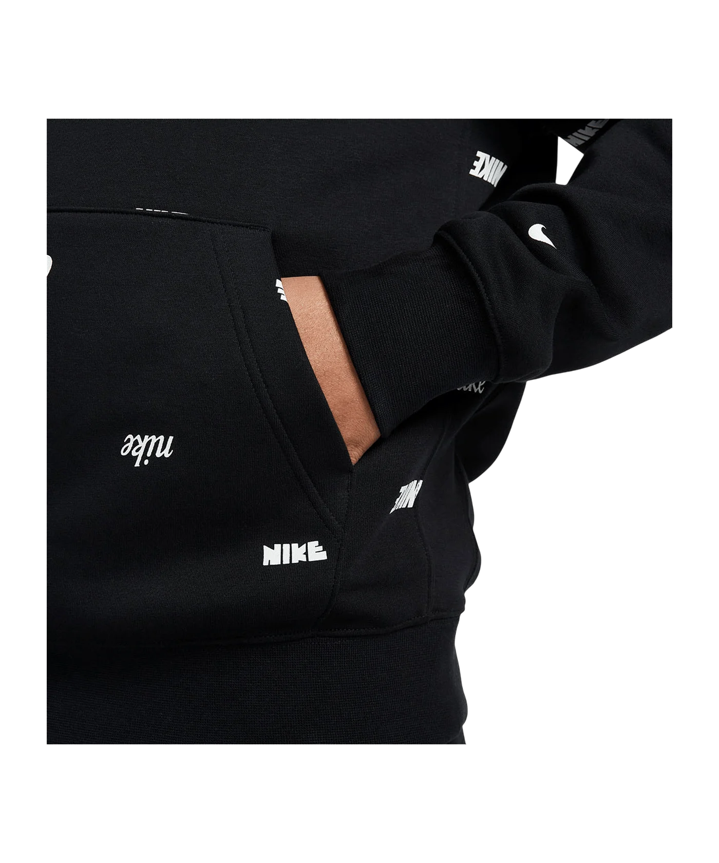 Nike Club Fleece Allover Print Hoody Schwarz F010