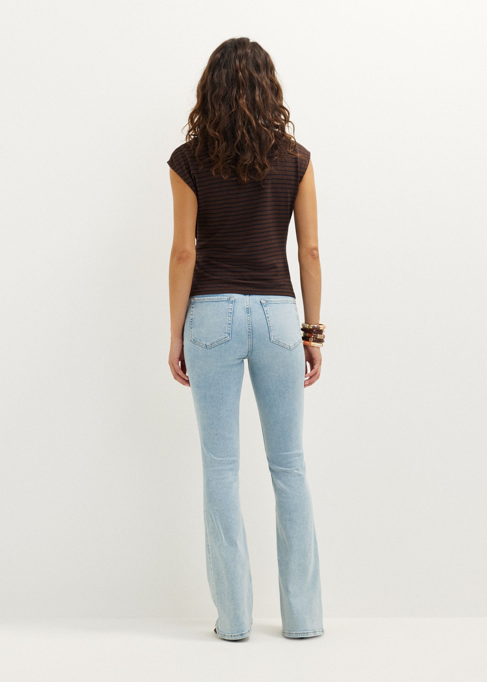Gestreepte T-shirt met knoopdetail