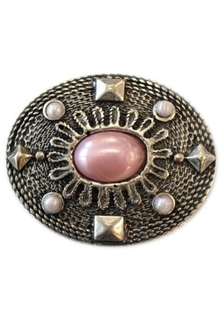 Rettungsring Gürtel Gürtelschnalle , Wechselschnalle »Oval Mit Rosa Stein«