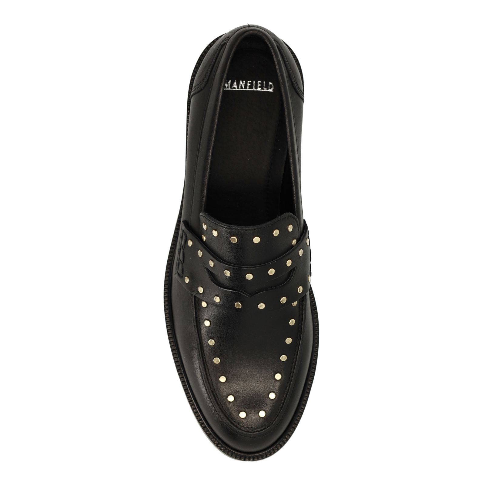 Zwarte leren loafers met goudkleurige studs