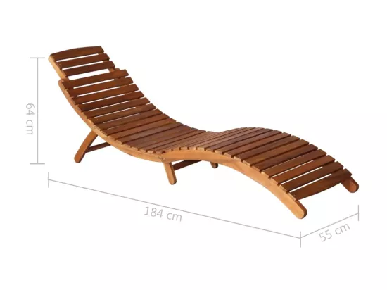 Chaise longue de jardin avec table et coussin Bois d'acacia