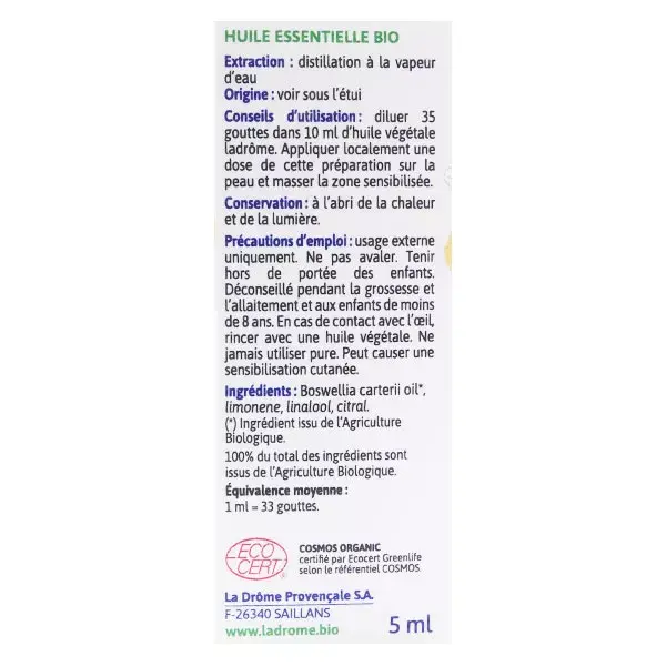 Ladrôme Huile Essentielle Encens Bio 5ml