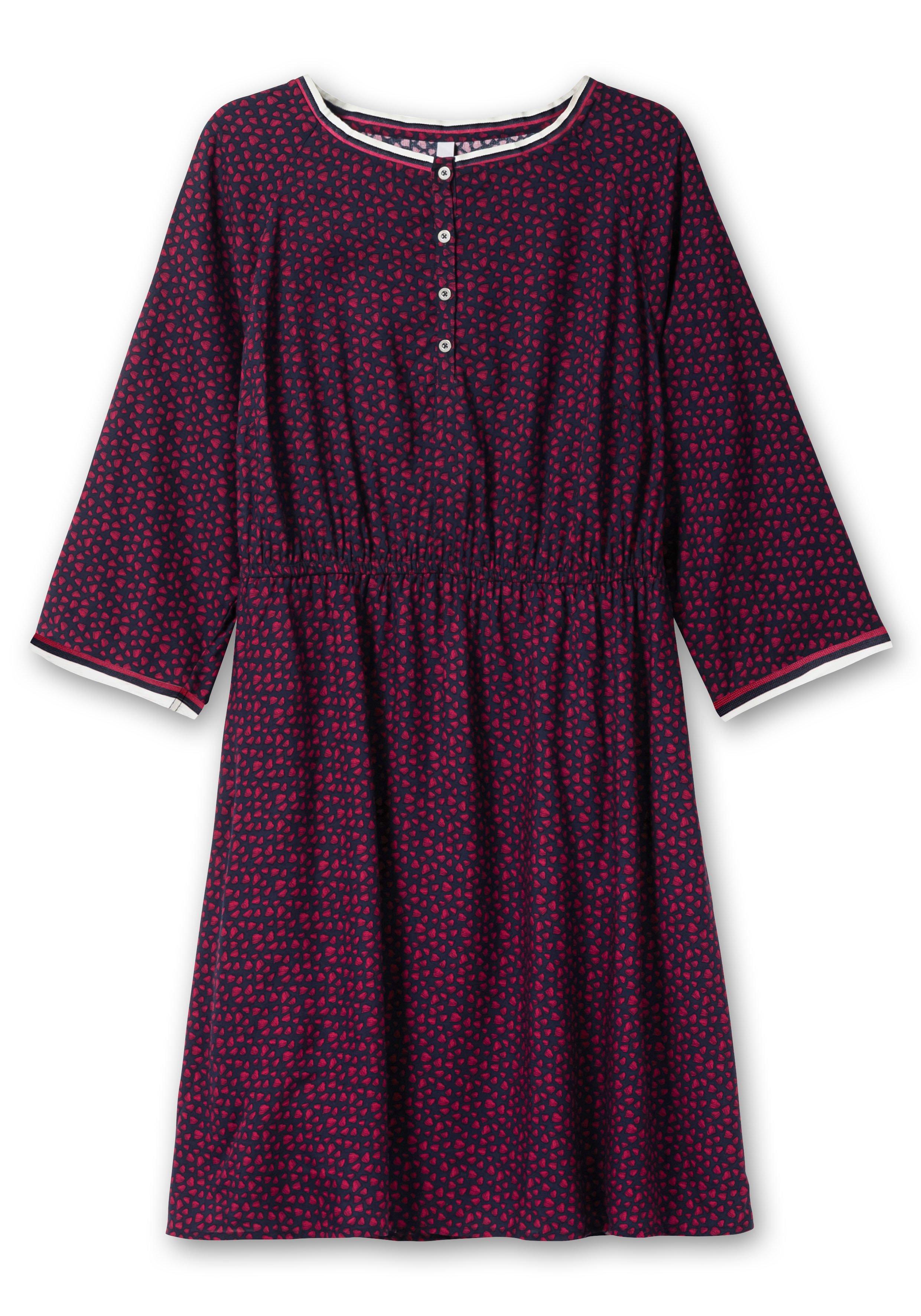 Tailliertes Kleid mit Alloverprint und kurzer Knopfleiste