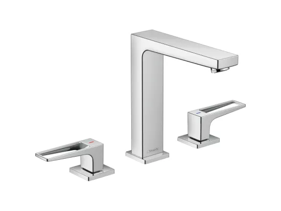 HANSGROHE Mélangeur lavabo Metropol 160, 3 trous poignée étrier, bonde Push-Open chromé