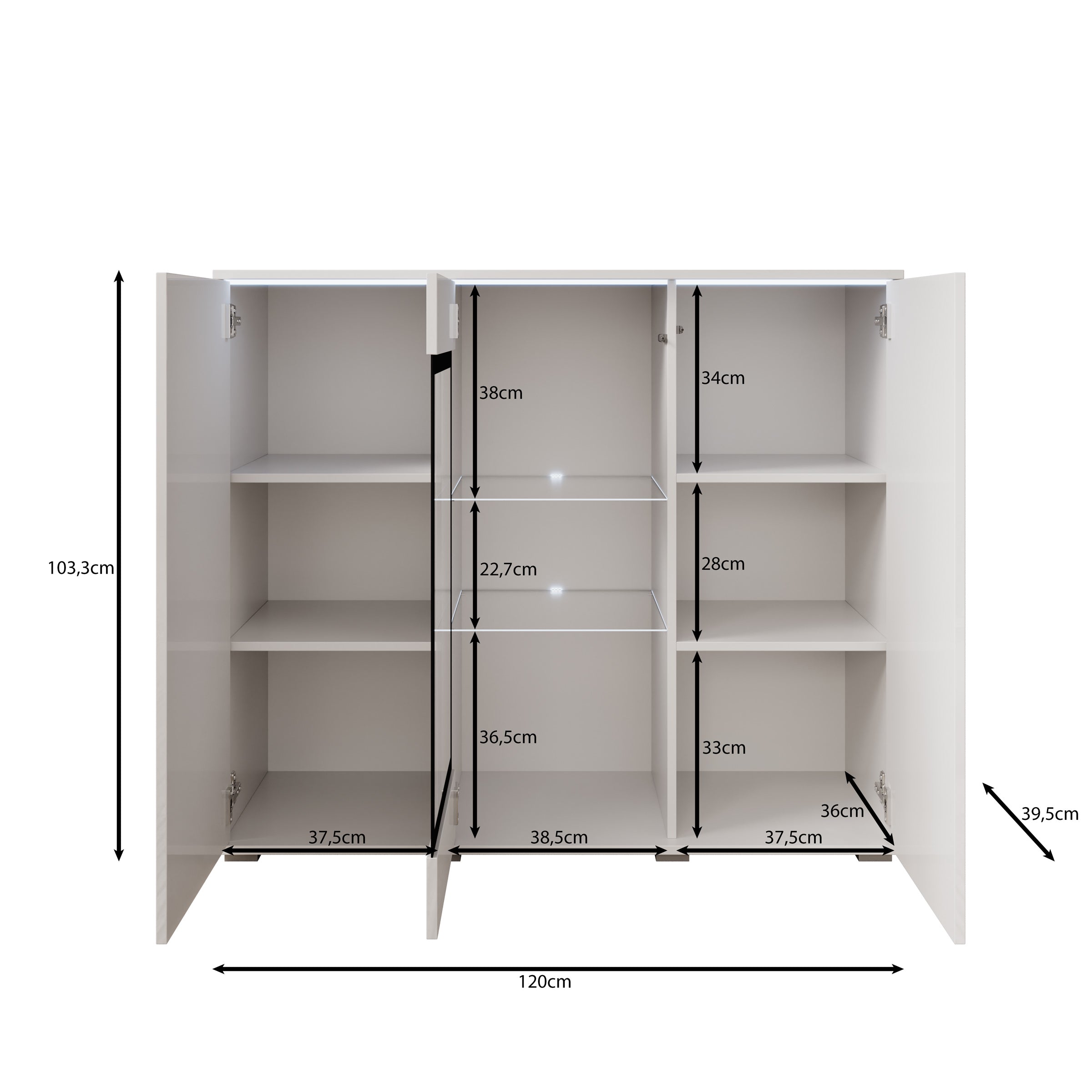 Verity 7 - Dressoir - Beige - 120x40x103 cm