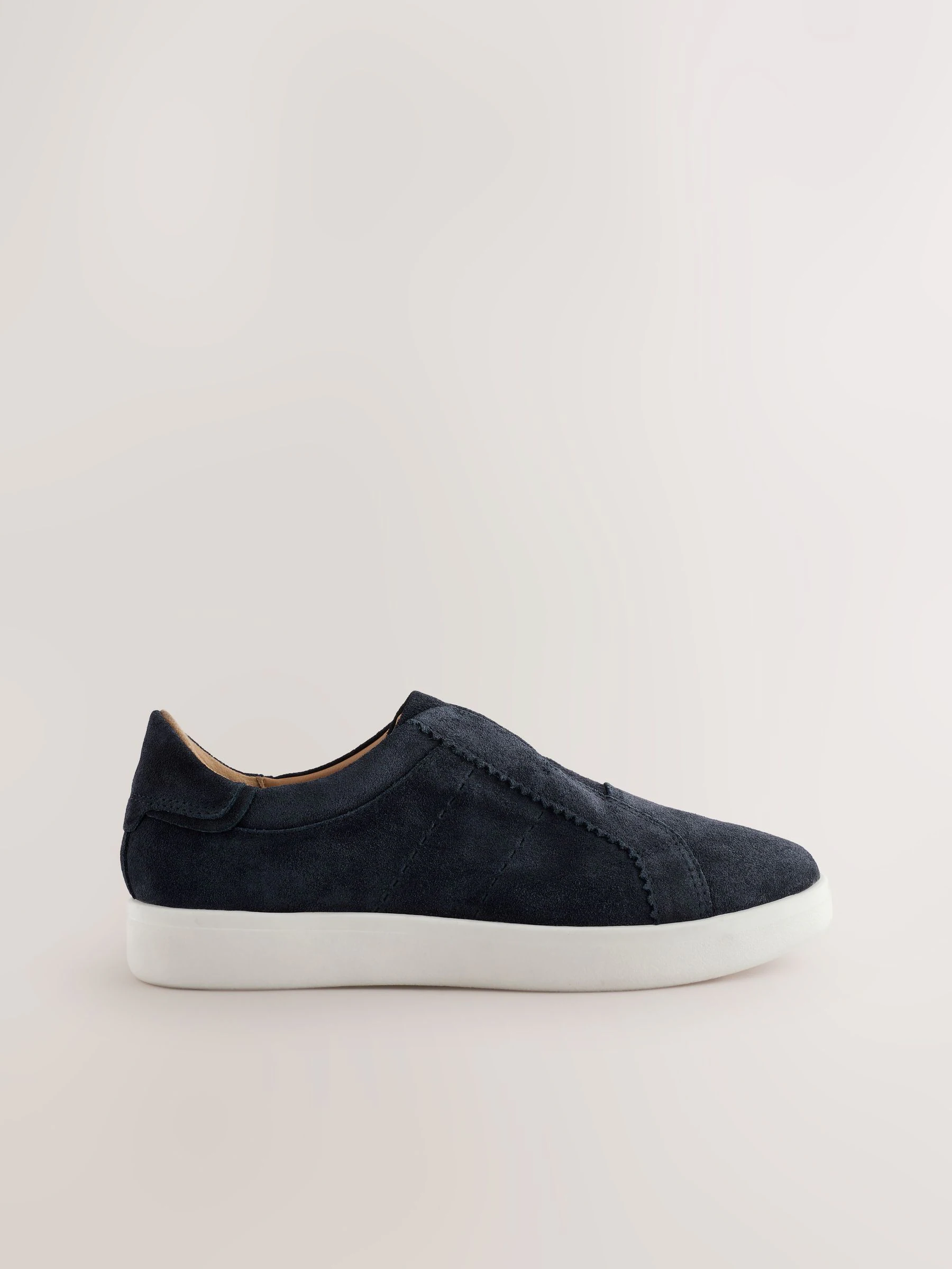 Marineblauw - Signature Premium Leather Laceless Slip-On Trainers