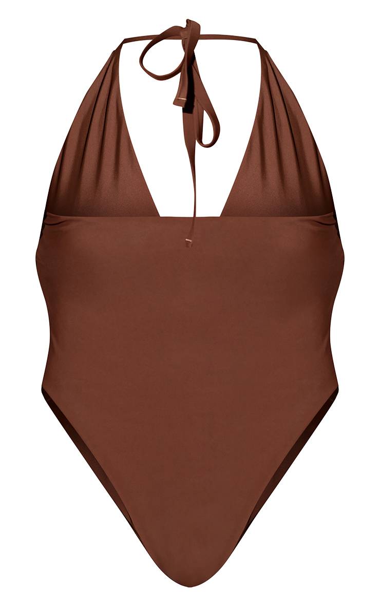 Chocolat Maillot De Bain Décolleté Grande Taille Basique