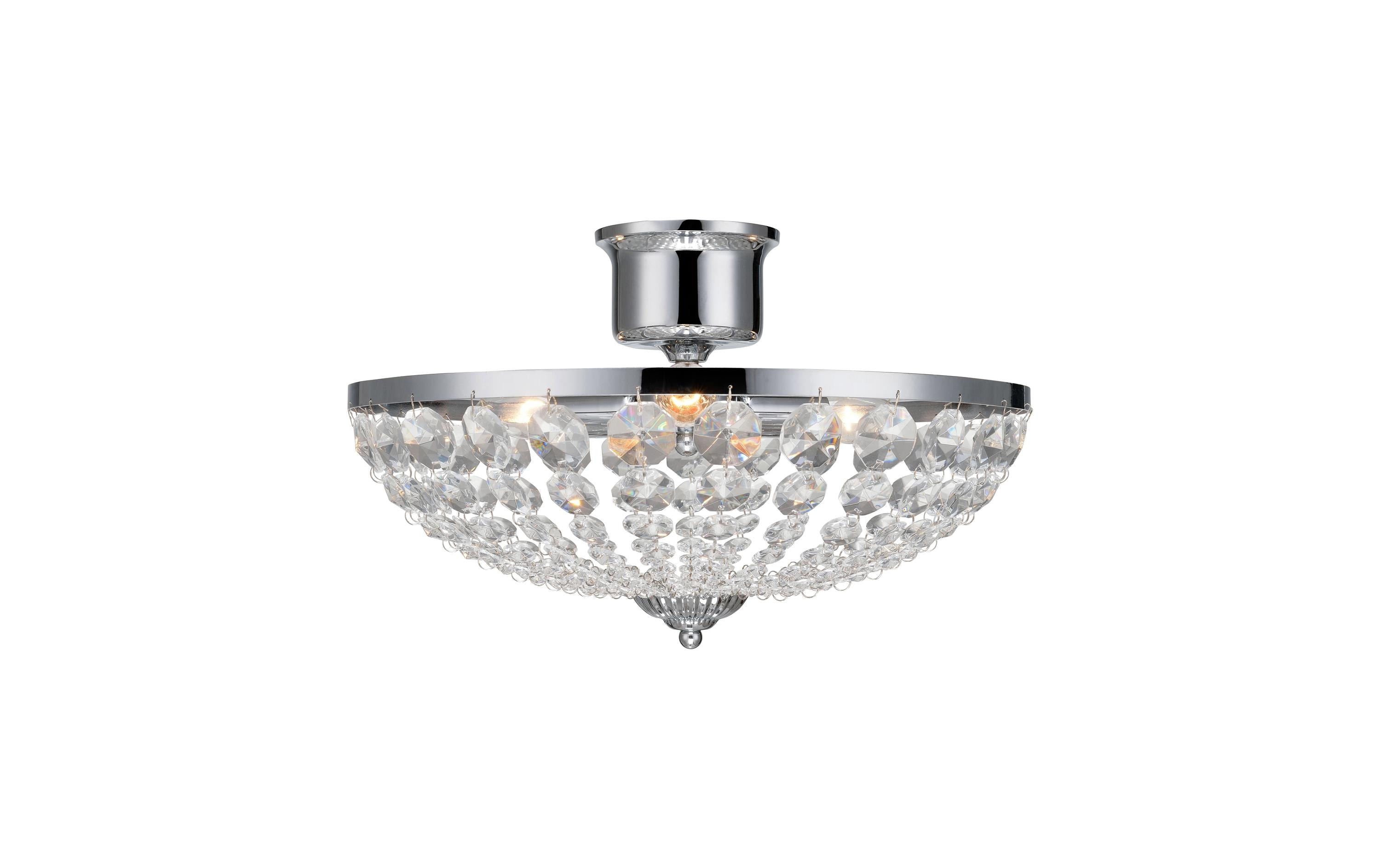 Deckenleuchte GRÄNSÖ 3L, 3x E14, Chrom<br>Leuchte mit Glaskristallen