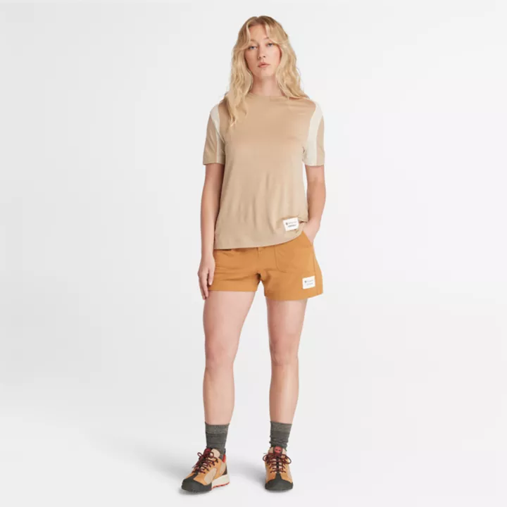 T-shirt Timberland x Icebreaker ZoneKnit en tricot de laine mérinos pour femme en beige