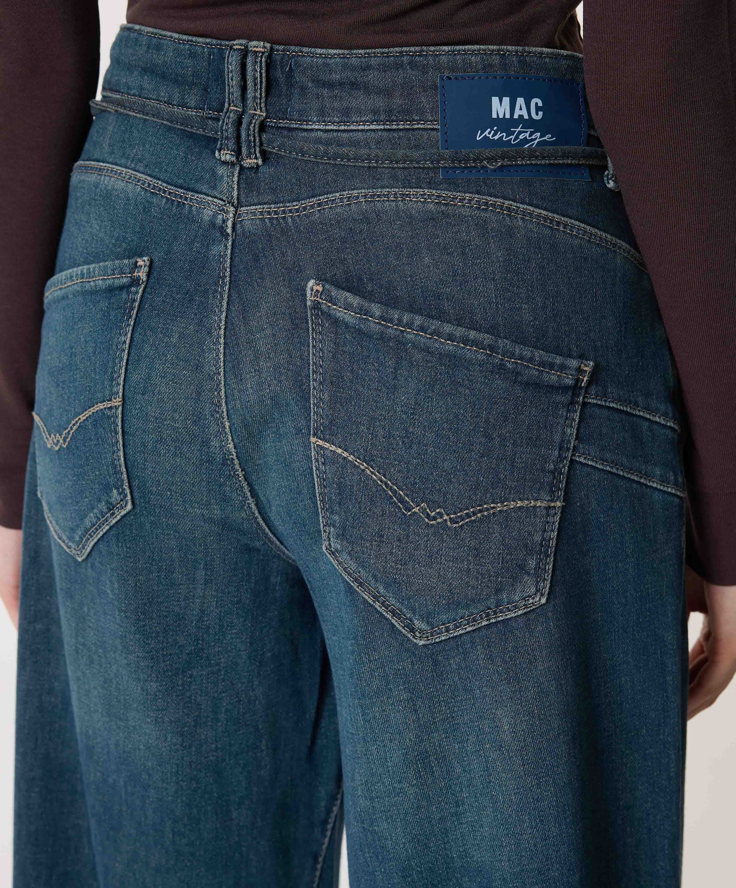 MAC WIDE dames jeans blauw