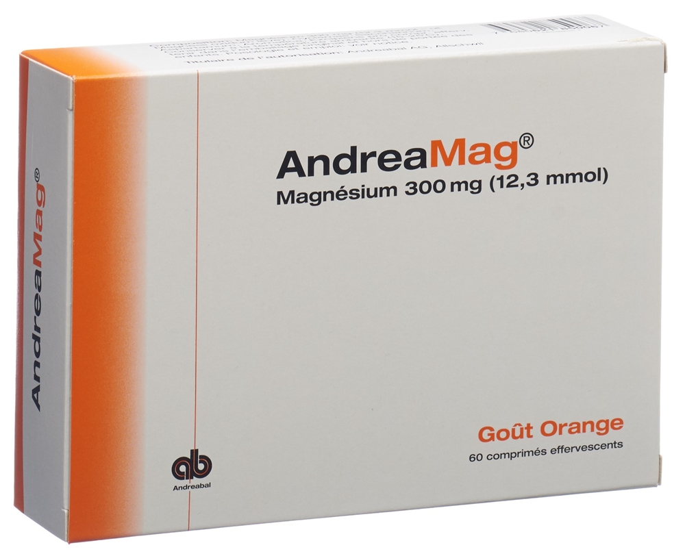 ANDREAMAG Brausetabl 300 mg mit Orangenaroma Ds 60 Stk<br>60 Stück, Dose, Brausetablette, mit Orangenaroma