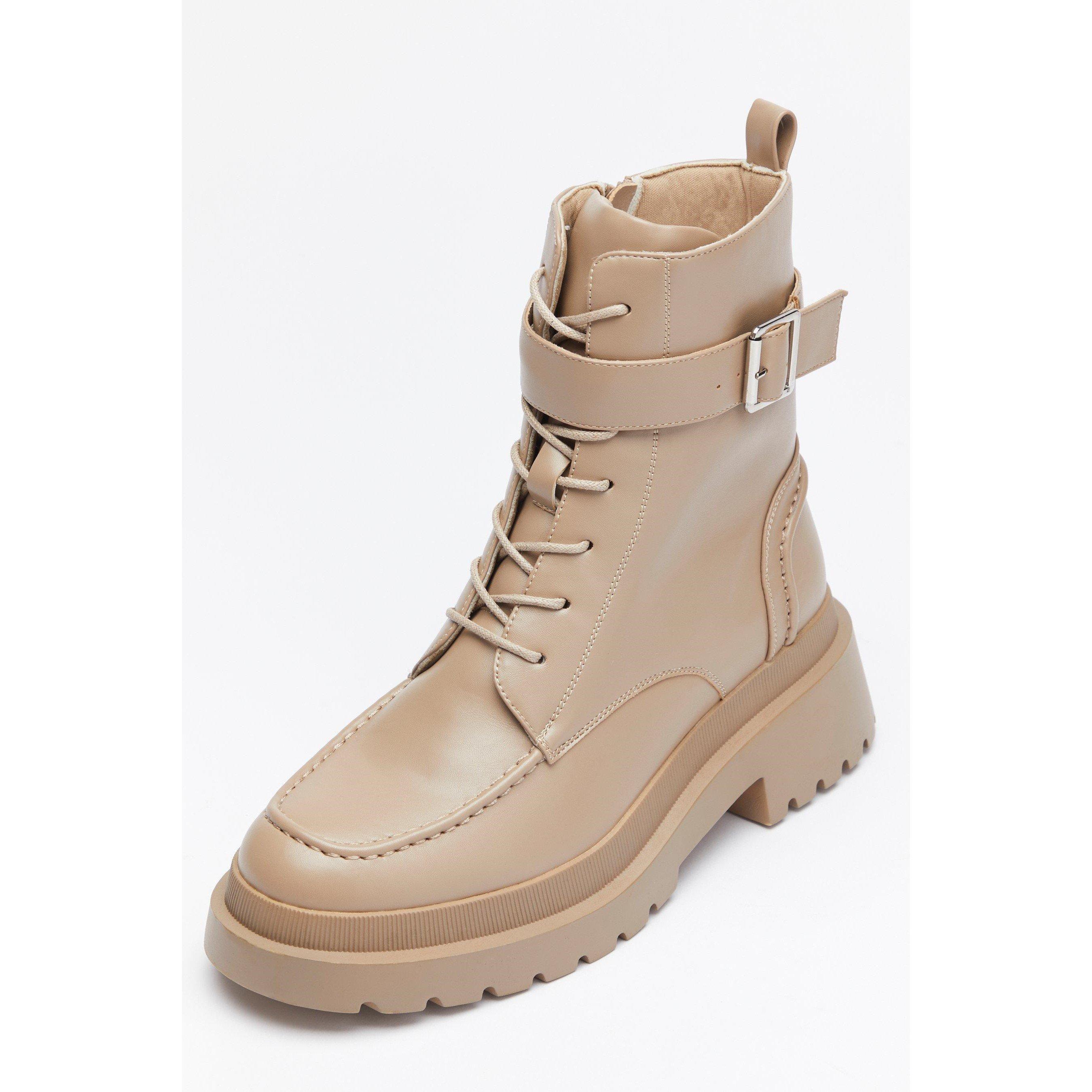 Be You Studio High Cut Lace Up Buckle Biker Boot