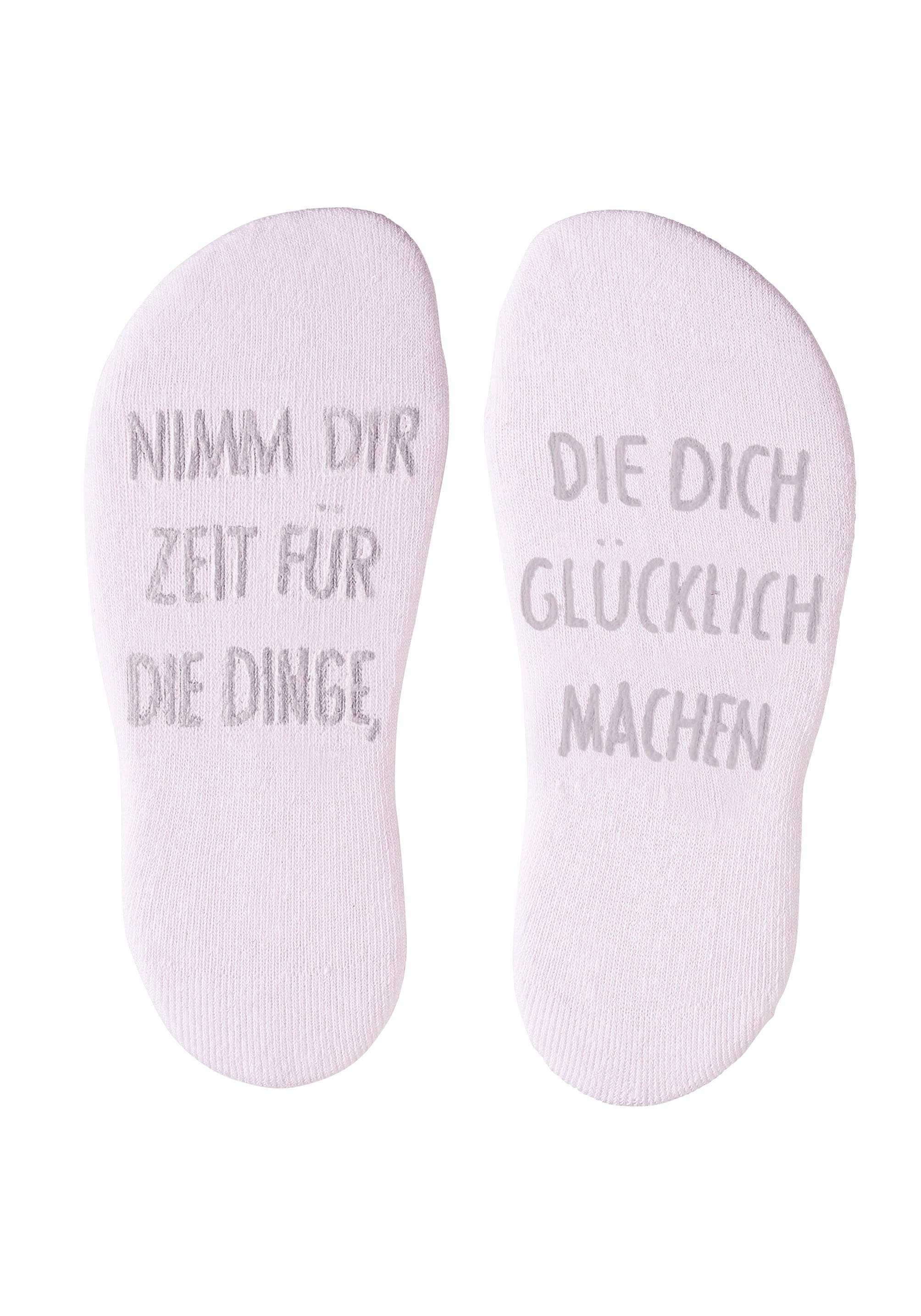 Arizona Kuschelsocken Packung, 3 Stk. tlg. mit Antirutsch in Form eines Spruches