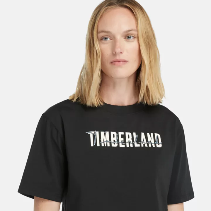 T-shirt court pour femme en noir