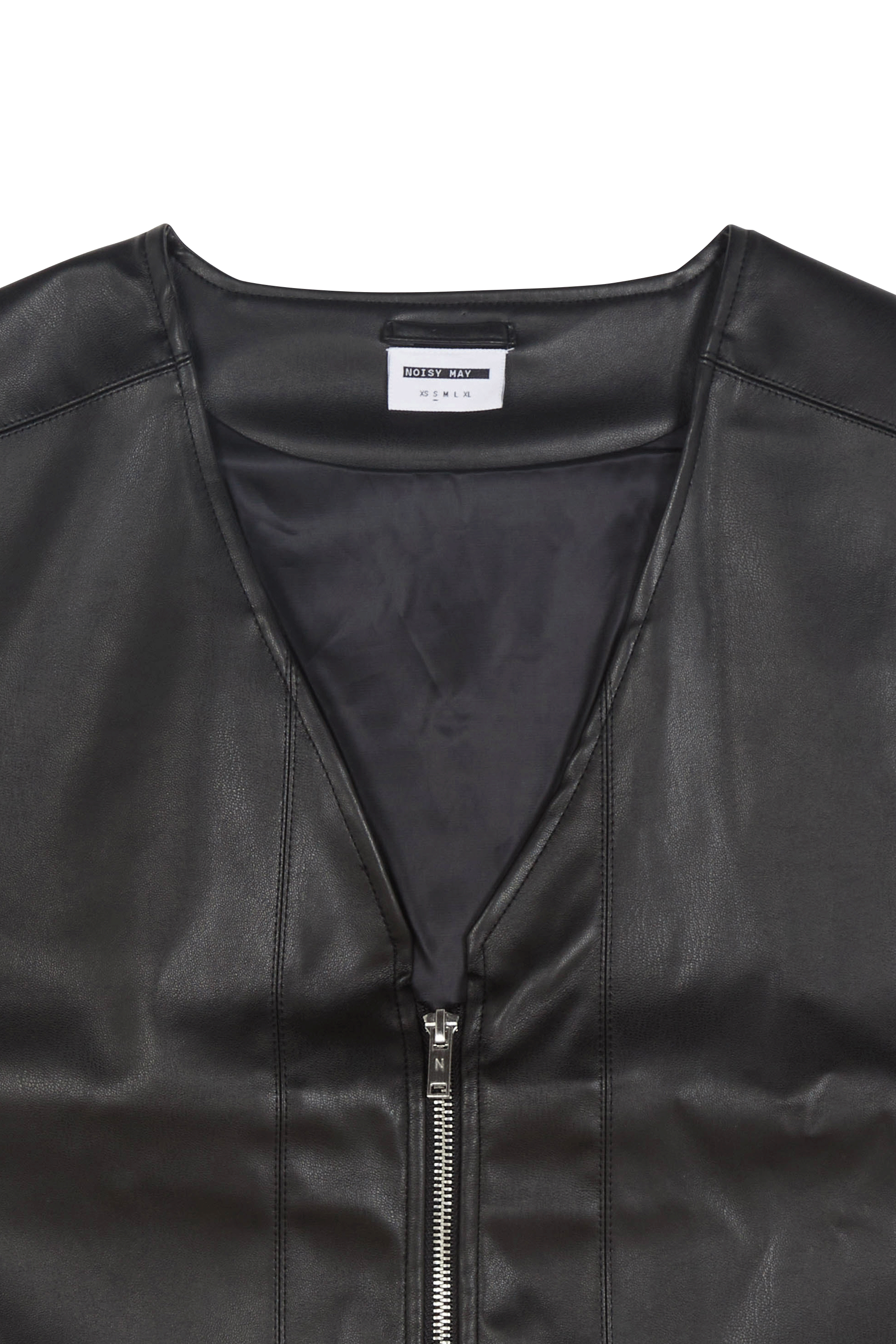 NOISY MAY Veste NMGINO PU S/L OVERSIZE GILET WVN LAB Noir