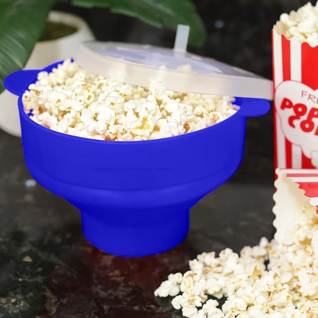 Popcornskål silikone foldbar Blå