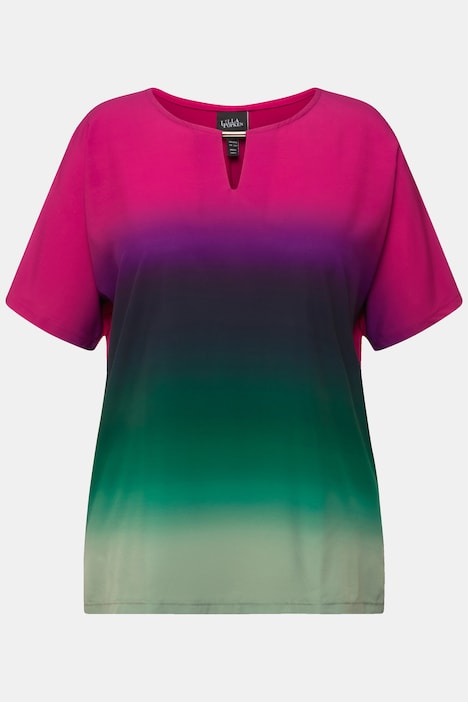 Blusenshirt, Farbverlauf, Tunika-Ausschnitt, Halbarm
