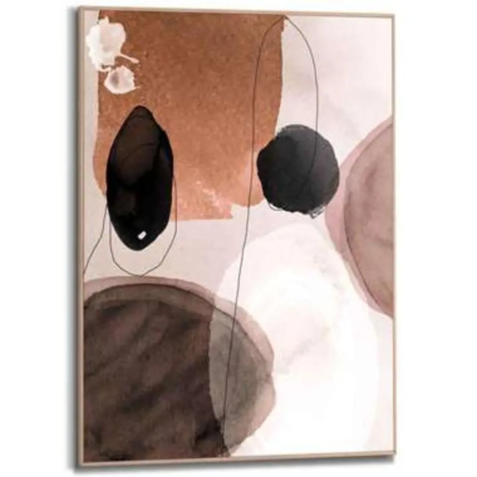 Schilderij Abstracte vormen - 70x50cm - Bruin