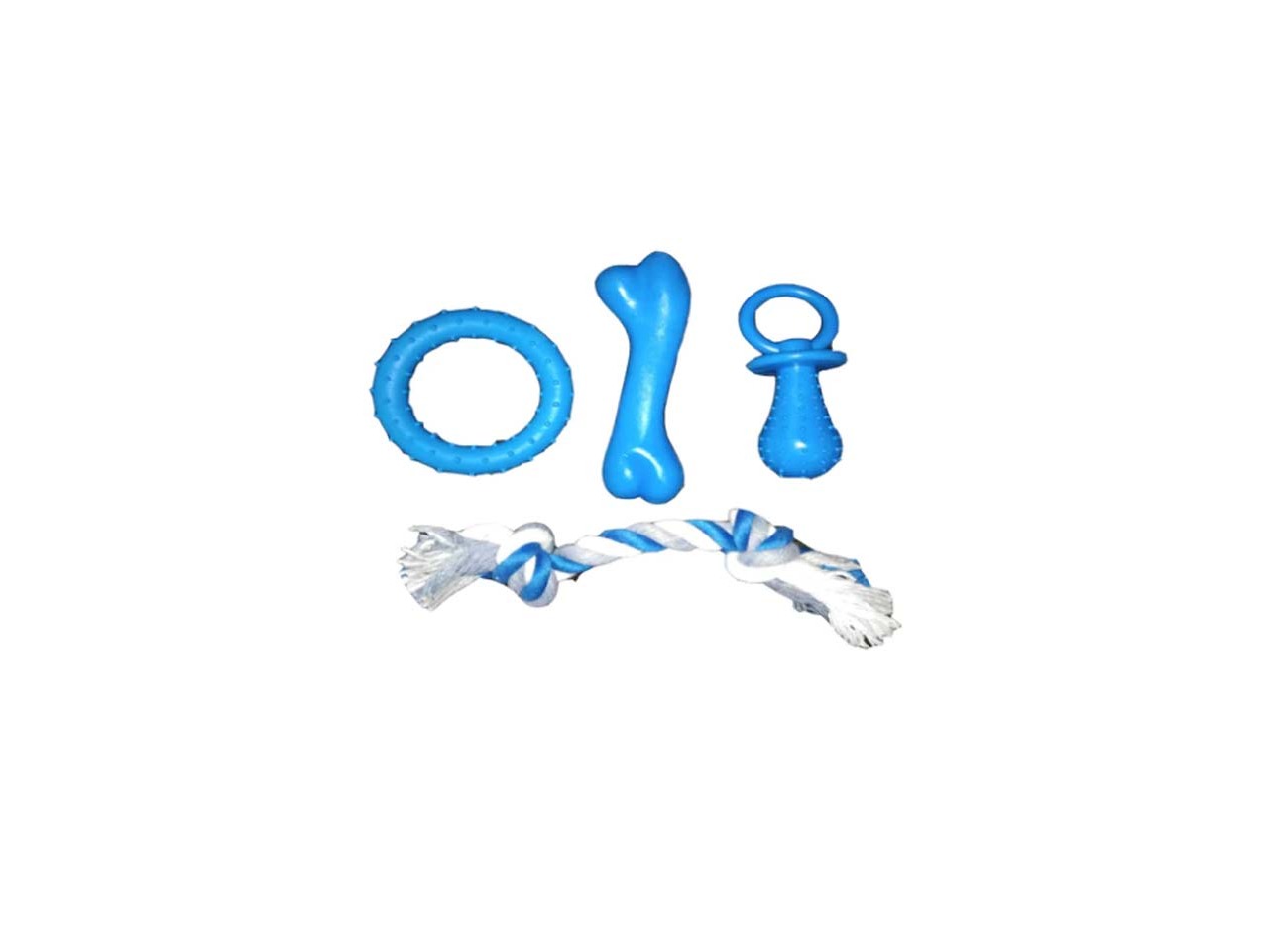 KIT BRINQUEDOS CÃO PAWISE PUPPY LIFE 4UN AZUL