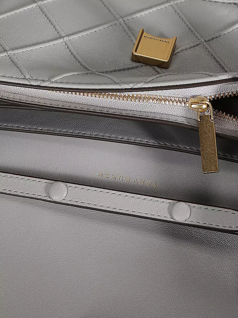 TORY BURCH Ledergeldbörse FLEMING SOFT hellgrau