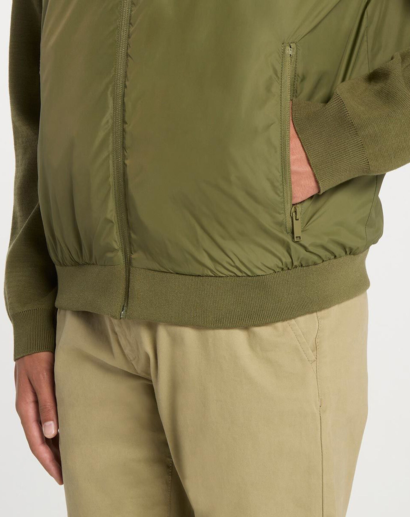 Galeries Lafayette Blouson bi-matière Mamix kaki foncé