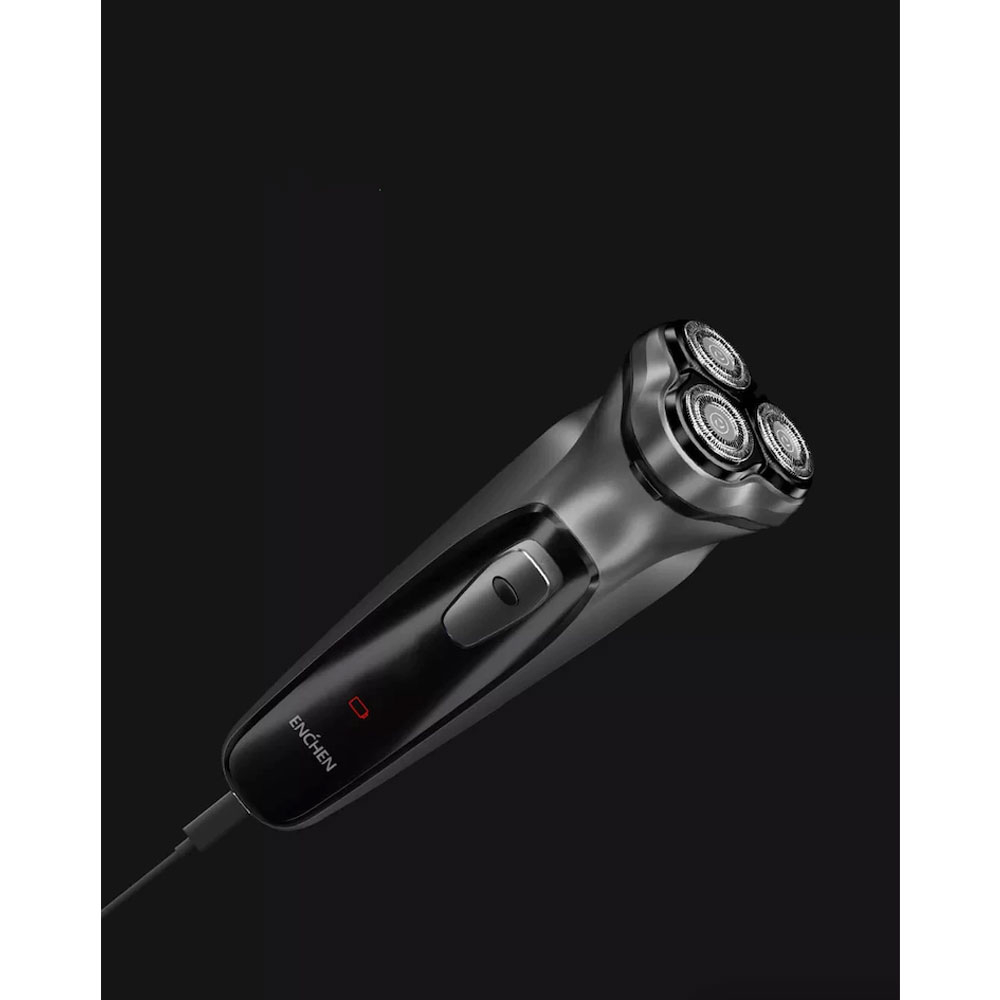 BlackStone Elektrischer USB Rasierer Rotierender 3D Dreikopf Akku Rasierer Wasserfest (IPX7) - Schwarz