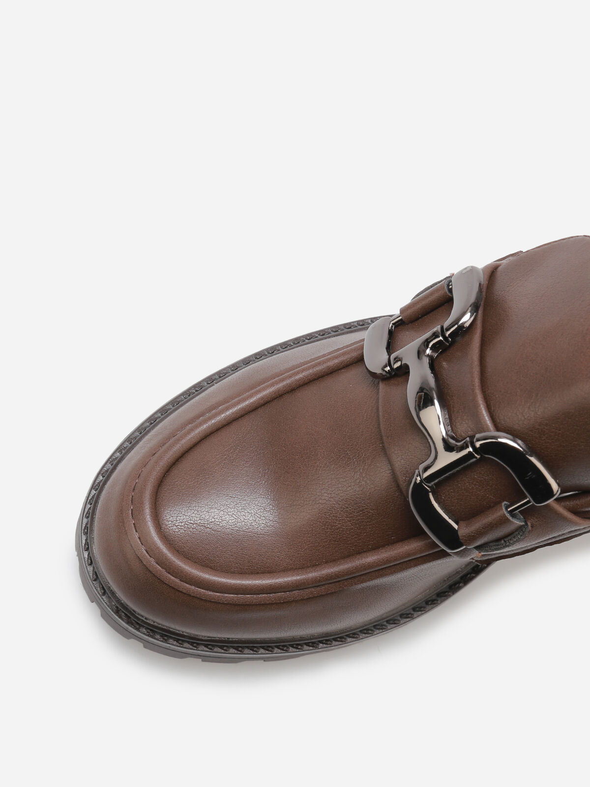 Mocassins à talon cranté- Marron