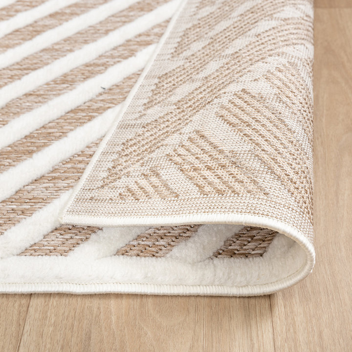 Modern binnen- en buitenkleed - Nori Lines Wit/Taupe